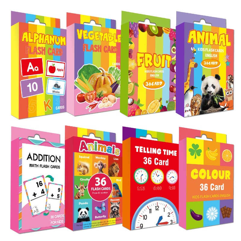 Capstro Kids Early Education Digital Flash Cards – 8-in-1 Picture Learning Card Set for Toddlers with Alphabet, Numbers, Animals, Colors, Fruits, Vegetables, Counting & Time Learning - Image 1